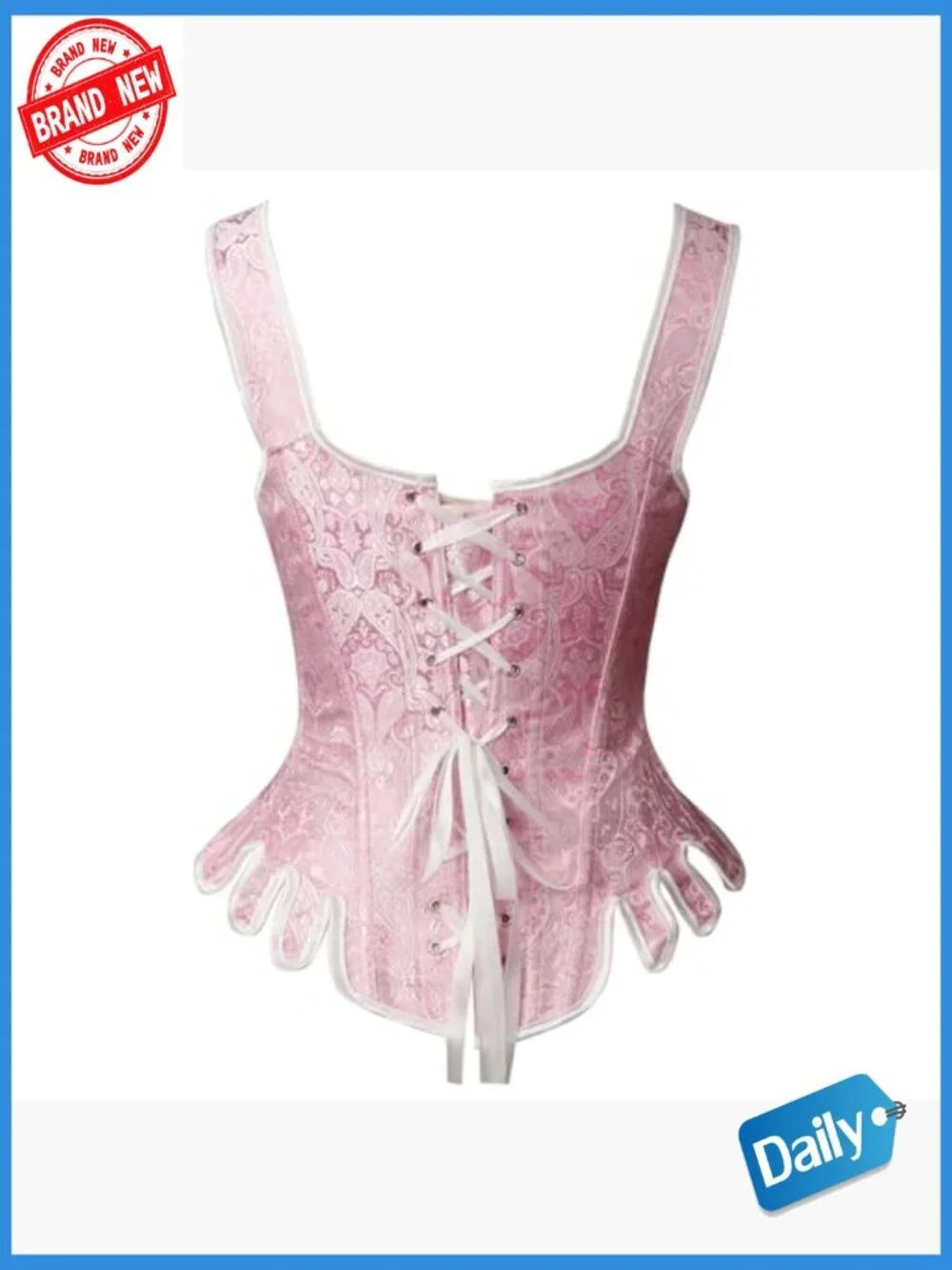 Victorian Brocade Lace Up Overbust Corset Top Bustier